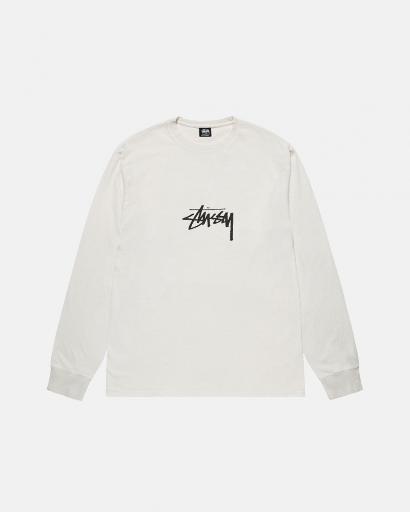 Stussy Small Stock LS Tee Pigment Dyed - Unisex Longsleeve Beige | MXCIF59864