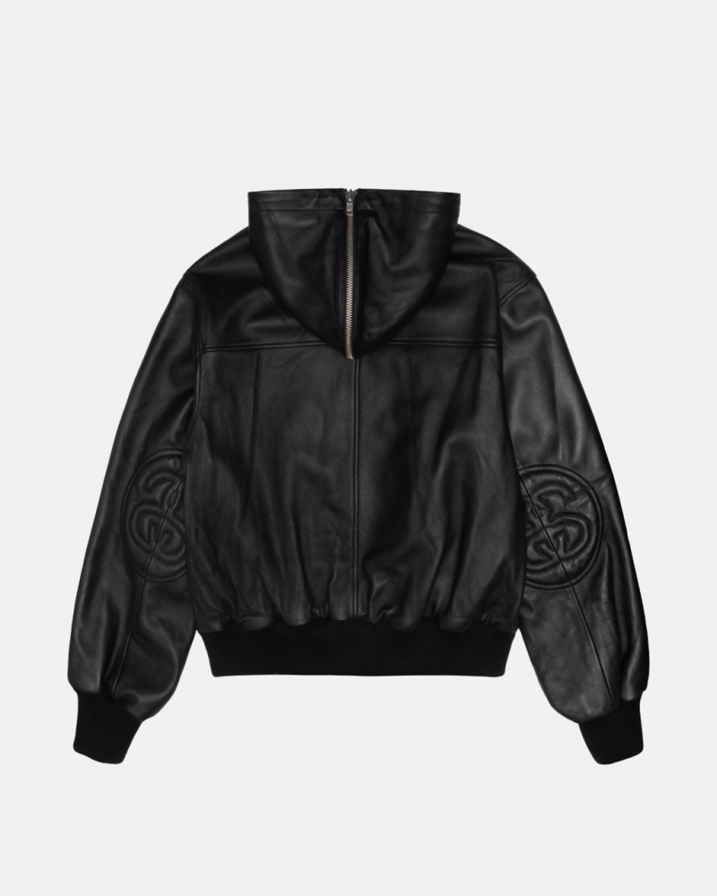 Stussy Ss Link Cuero Bomber - Unisex Jackets Negros | PMXQX70645