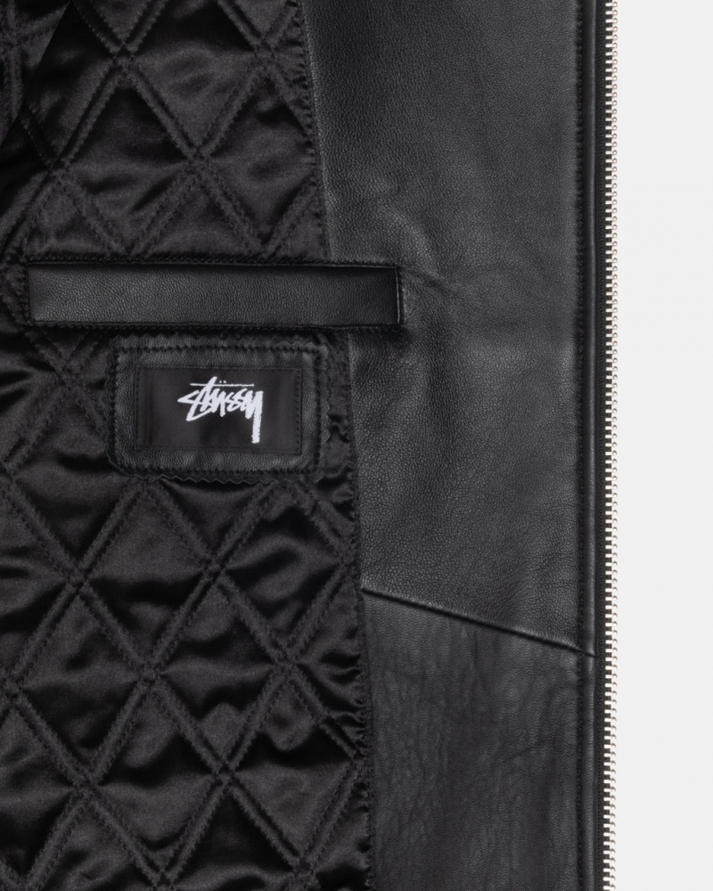 Stussy Ss Link Cuero Bomber - Unisex Jackets Negros | PMXQX70645