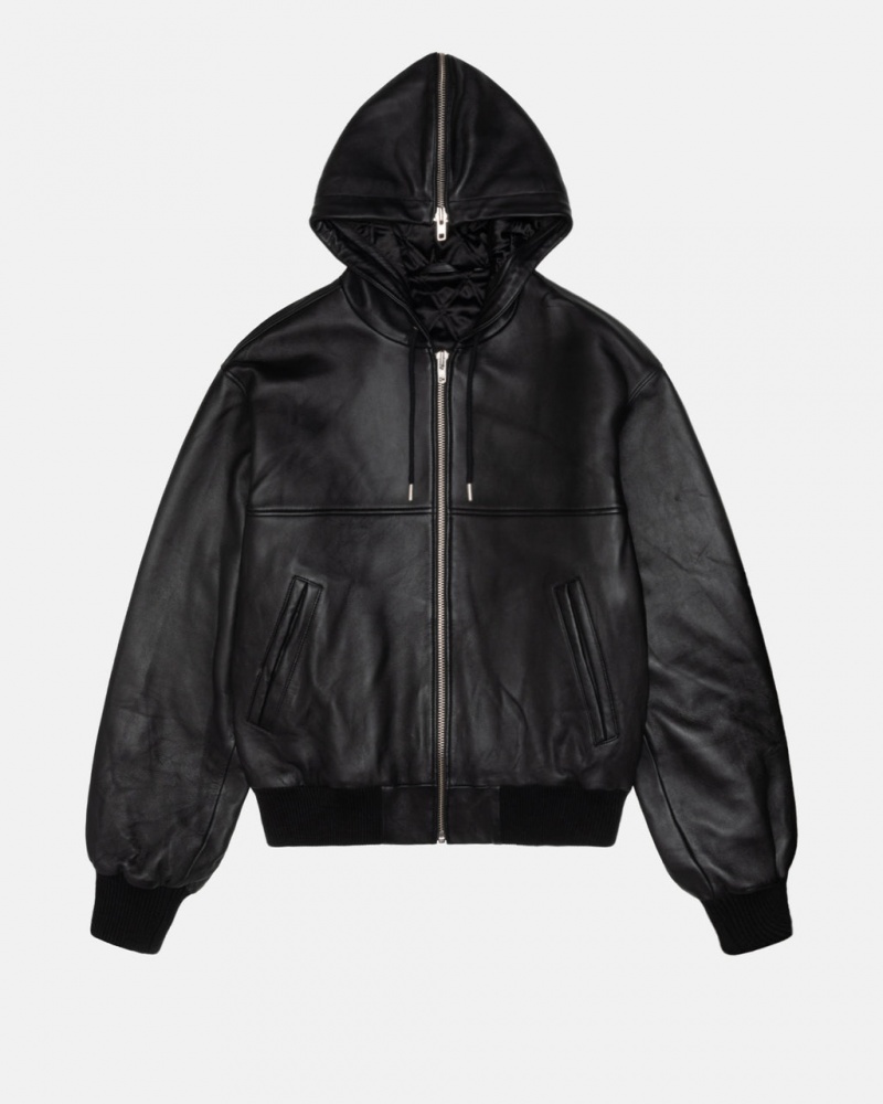 Stussy Ss Link Cuero Bomber - Unisex Jackets Negros | PMXQX70645