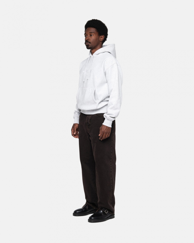 Stussy Stock Logo Applique Hoodie - Unisex Hoodies Grises Blancos | LMXTR74423