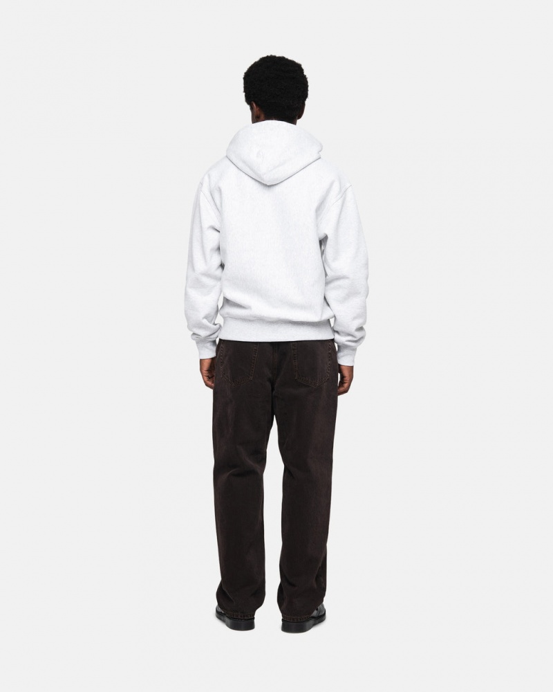 Stussy Stock Logo Applique Hoodie - Unisex Hoodies Grises Blancos | LMXTR74423