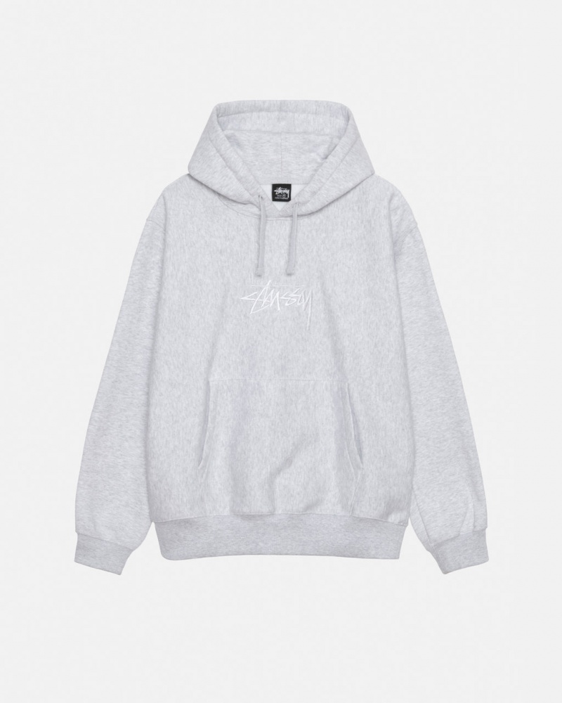 Stussy Stock Logo Applique Hoodie - Unisex Hoodies Grises Blancos | LMXTR74423