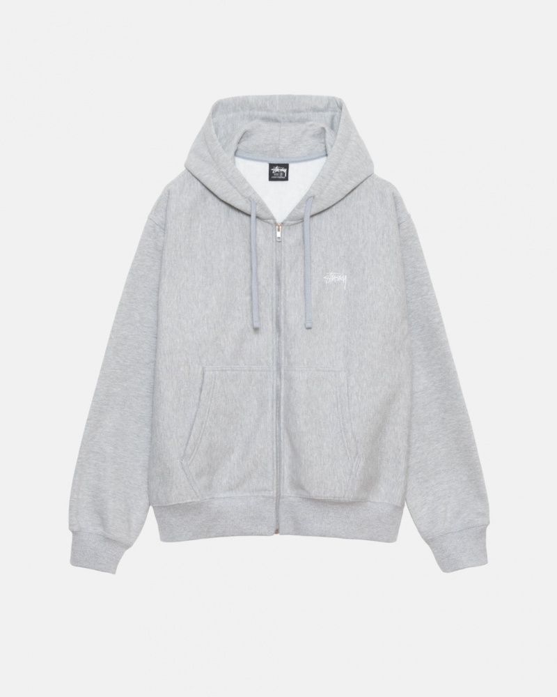 Stussy Stock Logo Zip Hoodie - Unisex Hoodies Grises | MXICD66179