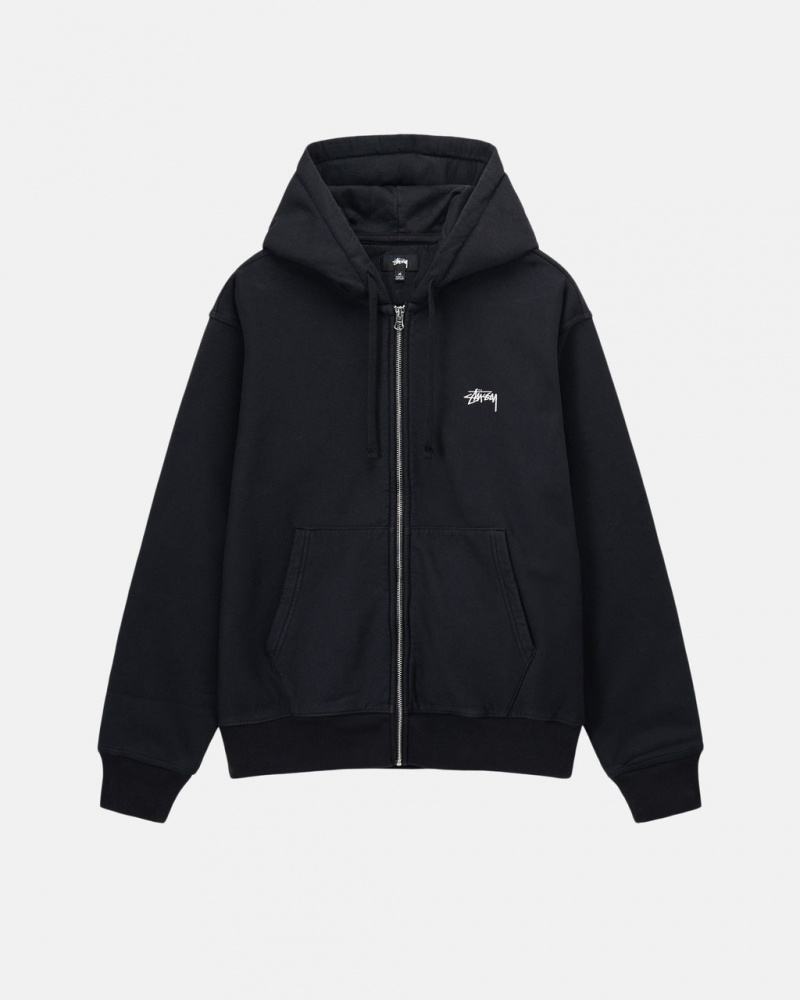 Stussy Stock Logo Zip Hoodie - Unisex Hoodies Negros | MXCIF88658