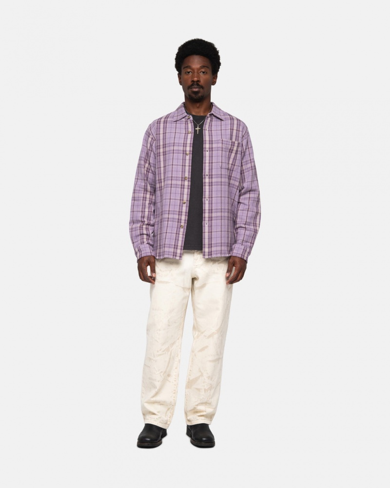 Stussy Stones Plaid Shirt - Unisex Tops Lavanda | XMXBH41709