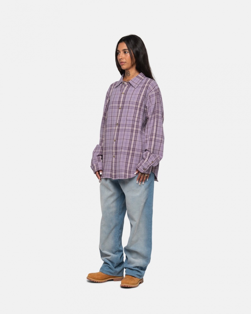 Stussy Stones Plaid Shirt - Unisex Tops Lavanda | XMXBH41709