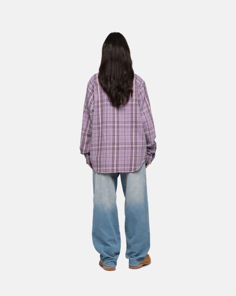 Stussy Stones Plaid Shirt - Unisex Tops Lavanda | XMXBH41709