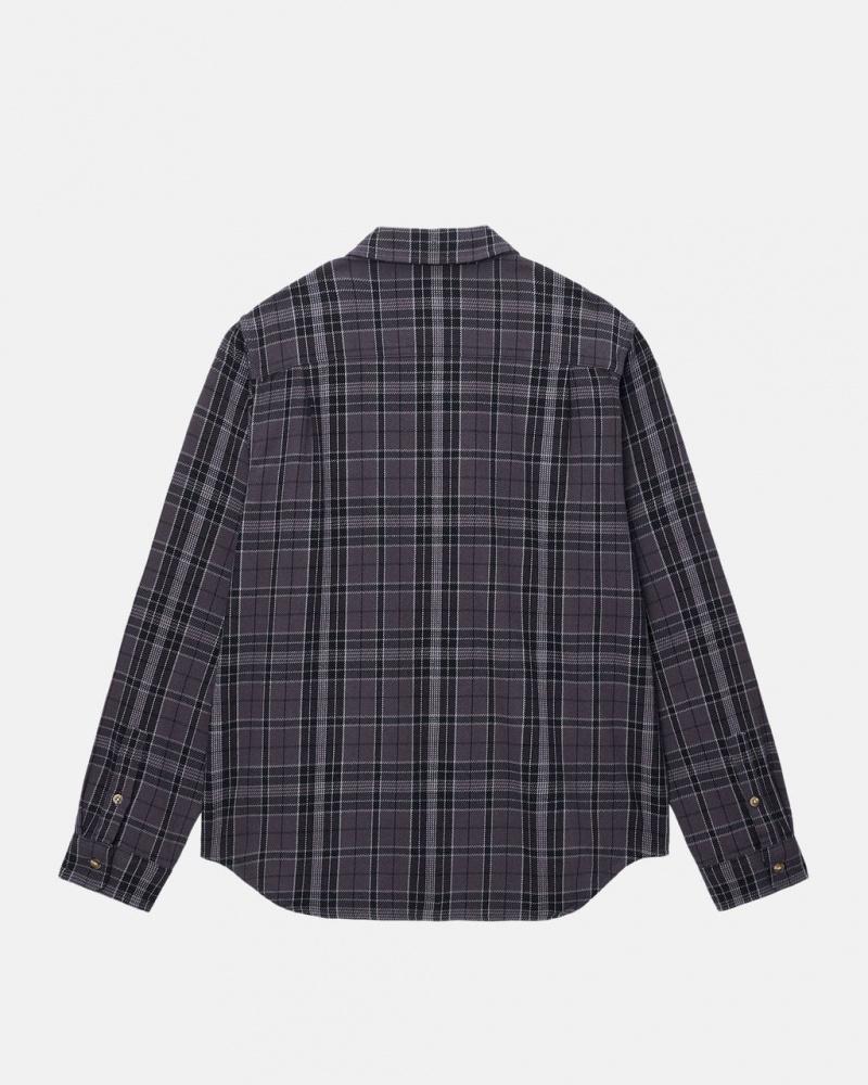 Stussy Stones Plaid Shirt - Unisex Tops Negros | TMXWZ41318