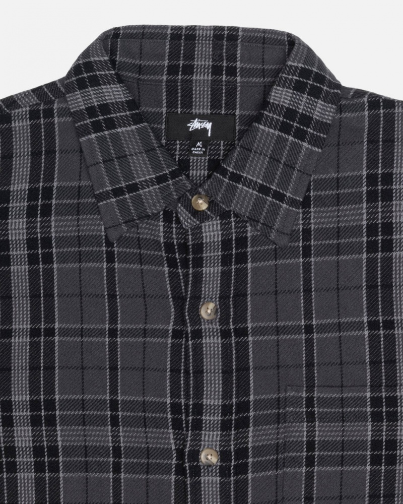 Stussy Stones Plaid Shirt - Unisex Tops Negros | TMXWZ41318