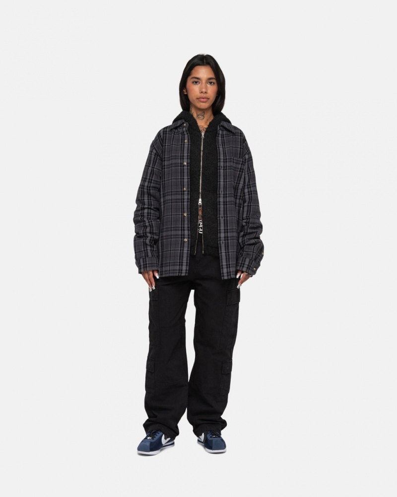 Stussy Stones Plaid Shirt - Unisex Tops Negros | TMXWZ41318