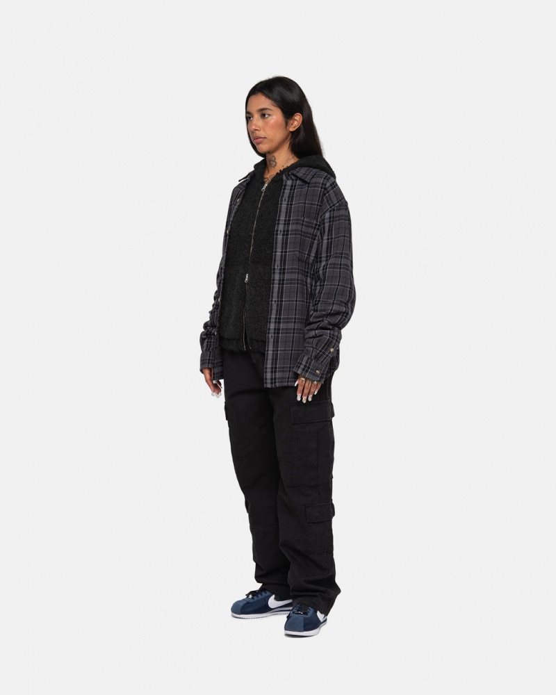 Stussy Stones Plaid Shirt - Unisex Tops Negros | TMXWZ41318