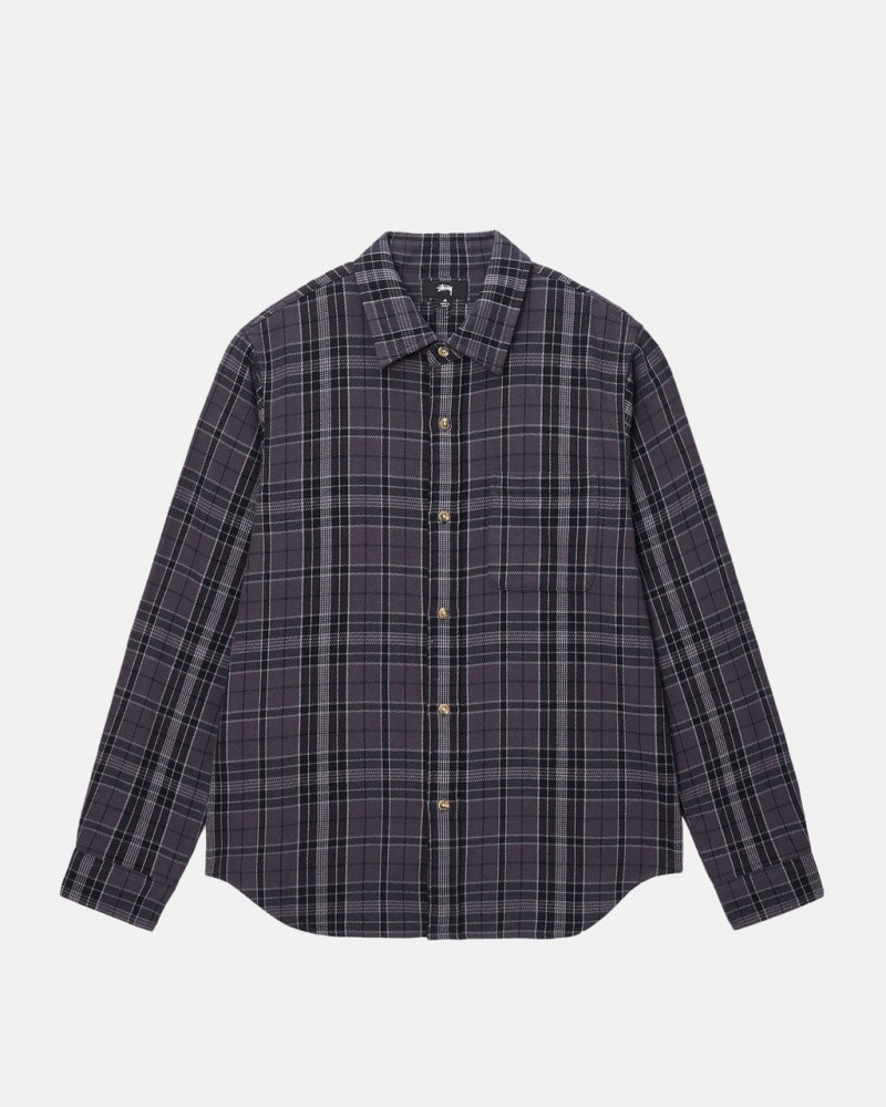 Stussy Stones Plaid Shirt - Unisex Tops Negros | TMXWZ41318