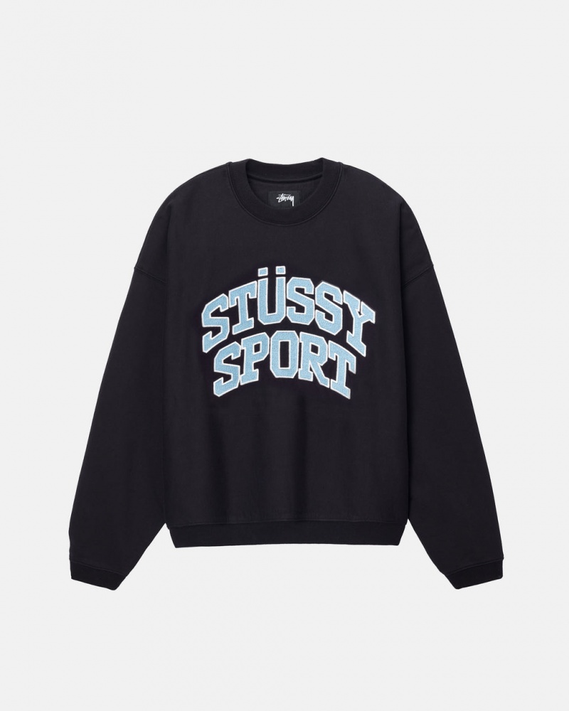 Stussy Stüssy Deporte Relaxed Oversized Crew - Unisex Hoodies Negros | UMXND81546