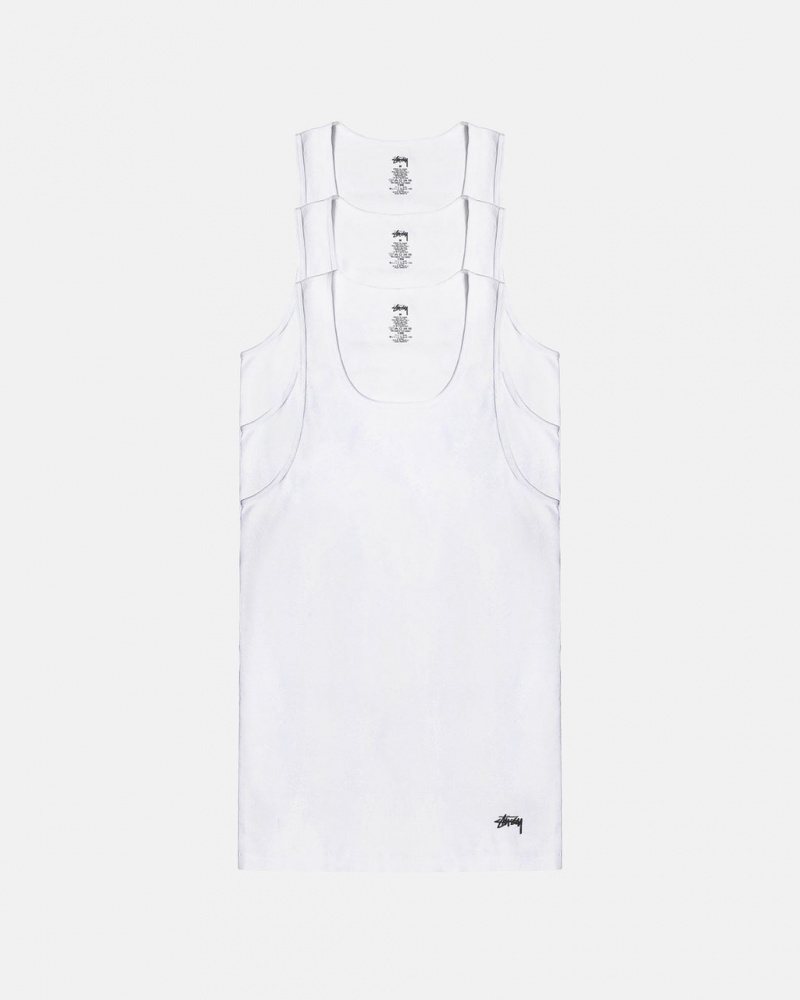 Stussy Stussy Tank Undershirt - Unisex Sweaters Knits Blancos | QMXUV51283