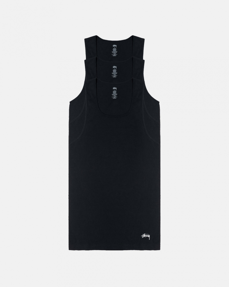 Stussy Stussy Tank Undershirt - Unisex Sweaters Knits Negros | ZMXNQ73495