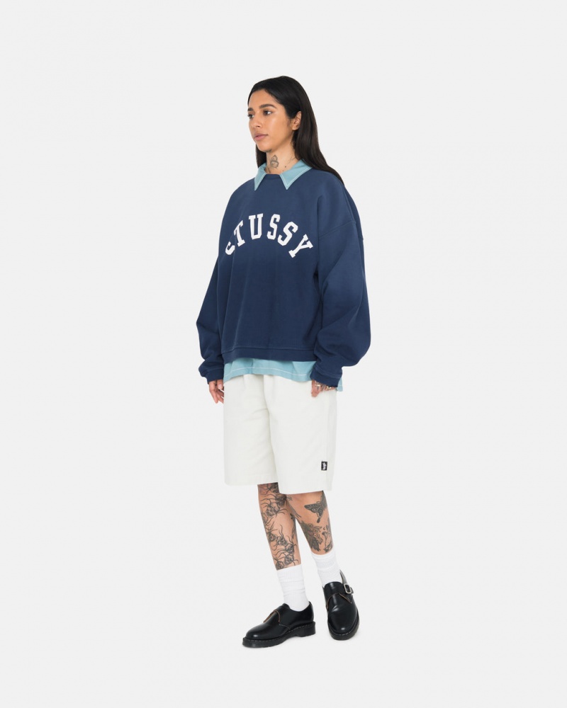 Stussy Sun Faded Oversized Crew - Unisex Hoodies Azul Marino | MXQCS30220