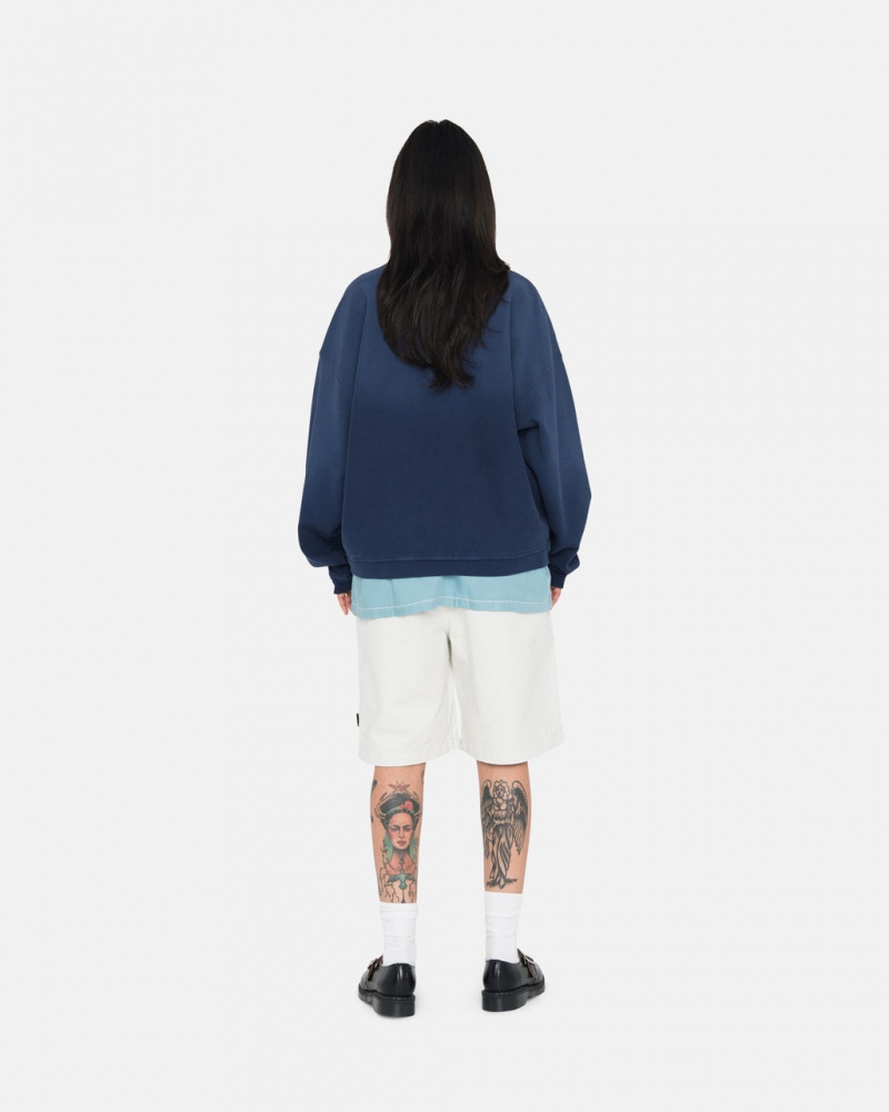 Stussy Sun Faded Oversized Crew - Unisex Hoodies Azul Marino | MXQCS30220