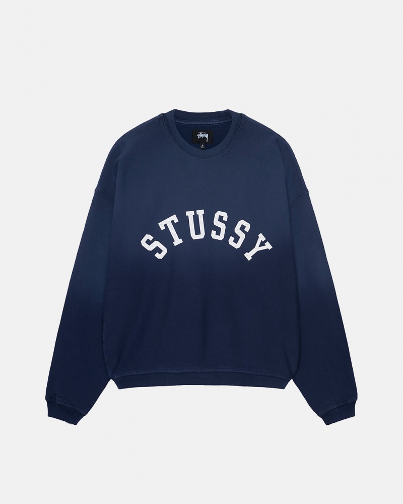 Stussy Sun Faded Oversized Crew - Unisex Hoodies Azul Marino | MXQCS30220