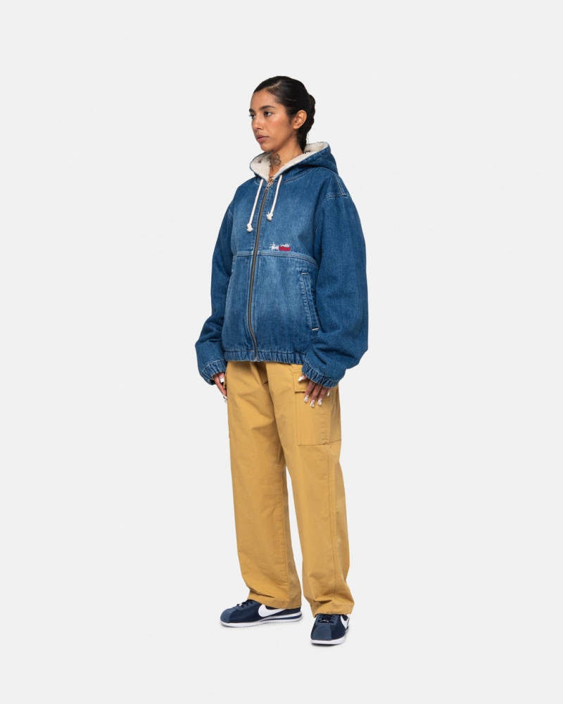 Stussy Trabajo Jacket Denim Sherpa - Unisex Jackets Azules | MXQCS11715