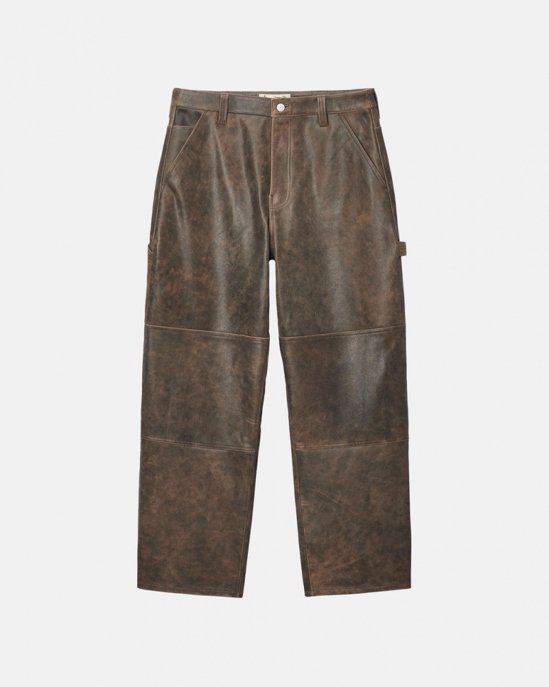 Stussy Trabajo Pant Distressed Cuero - Unisex Jeans Pants Marrom | GMXEC33396