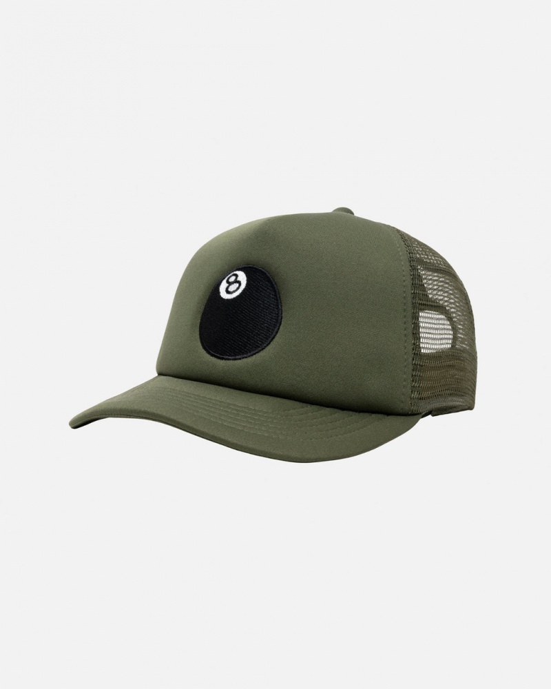 Stussy Trucker 8 Ball Snapback - Unisex Verde Oliva | MMXFT98147