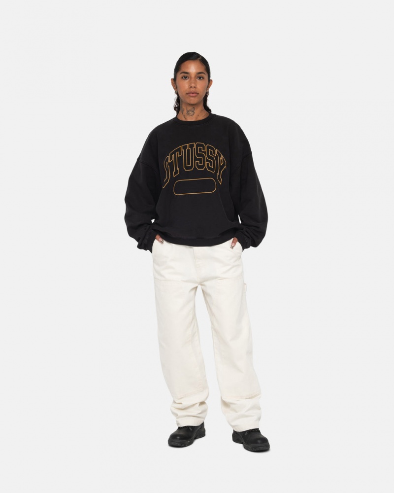 Stussy Varsity Oversized Crew - Unisex Hoodies Negros | GMXUC85659