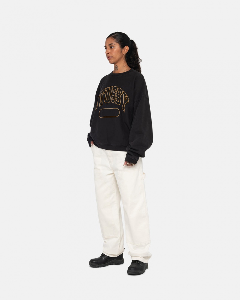 Stussy Varsity Oversized Crew - Unisex Hoodies Negros | GMXUC85659