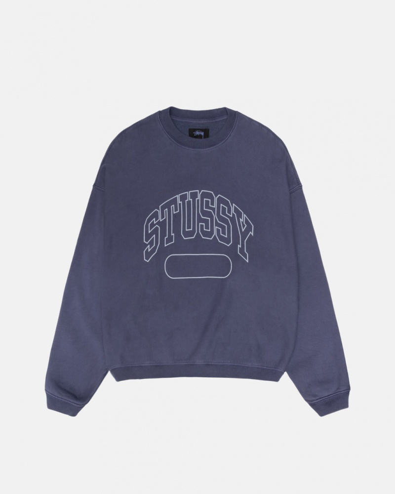 Stussy Varsity Oversized Crew - Unisex Hoodies Azules | EMXHC27480