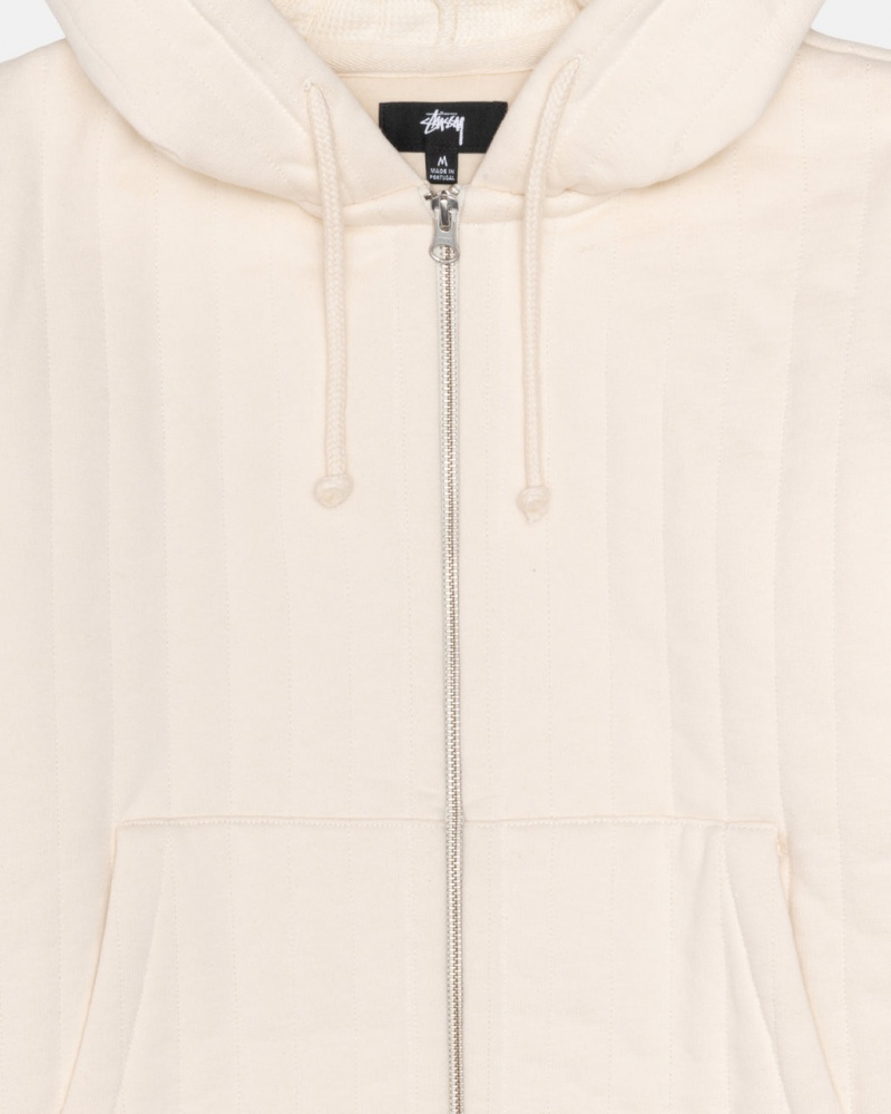 Stussy Vertical Acolchado Zip Hood - Unisex Hoodies Blancos | PMXQX46623