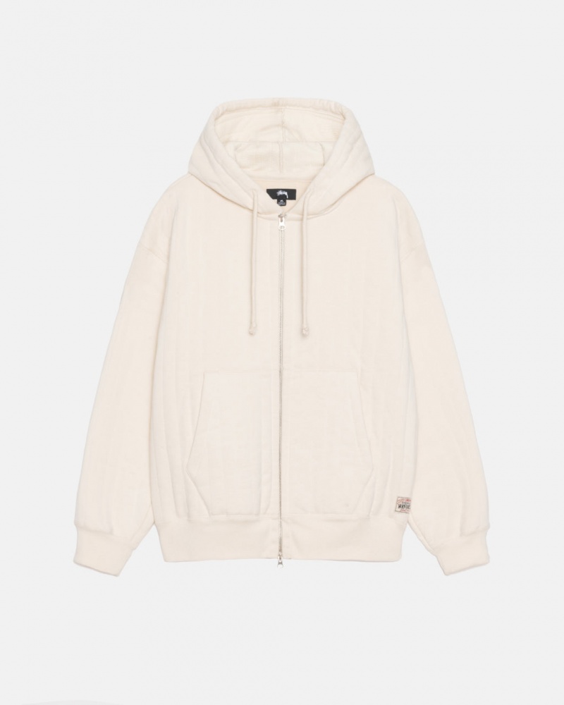 Stussy Vertical Acolchado Zip Hood - Unisex Hoodies Blancos | PMXQX46623