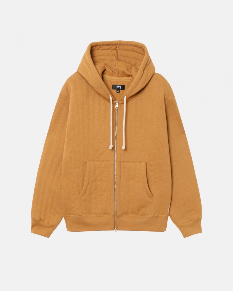 Stussy Vertical Acolchado Zip Hoodie - Unisex Hoodies Marrom | MXXMI53608