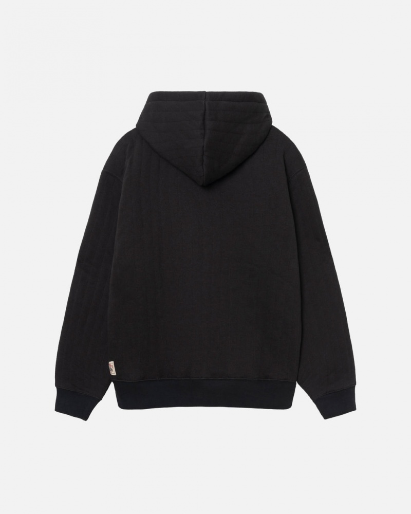 Stussy Vertical Acolchado Zip Hoodie - Unisex Hoodies Negros | MXJBT52854