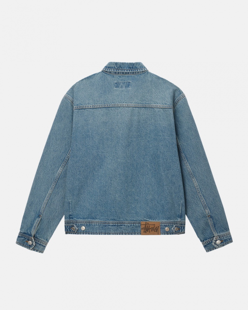 Stussy Zip Trabajo Jacket Denim - Unisex Jackets Azules | MXEGJ30997