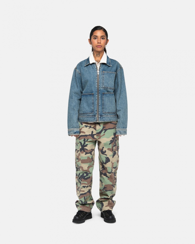 Stussy Zip Trabajo Jacket Denim - Unisex Jackets Outerwear Azules | MMXFT74657