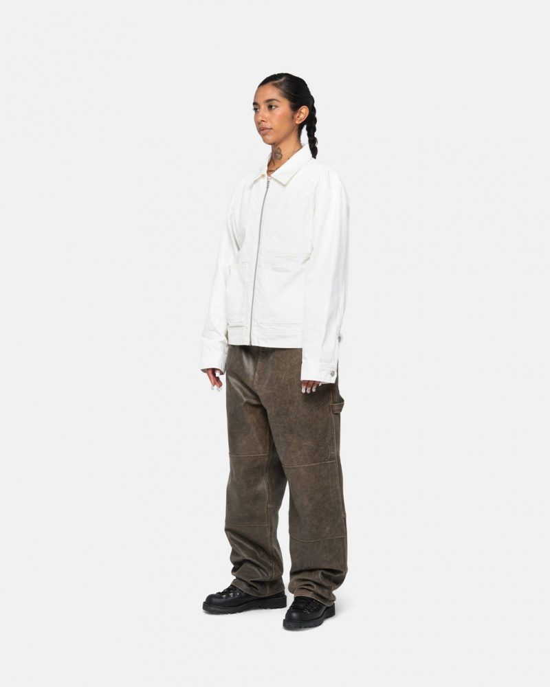 Stussy Zip Trabajo Jacket Overdyed - Unisex Jackets Beige | XMXBH98887